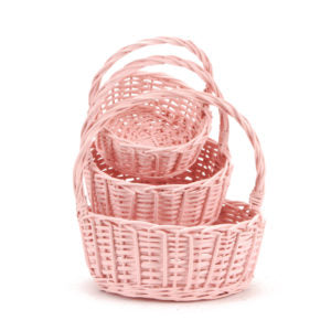 Twisted Rim Painted Willow Easter Basket - Pink Oval