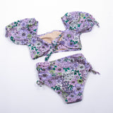 Shade Critters Mod Purple Floral High Waist Cinched Bikini