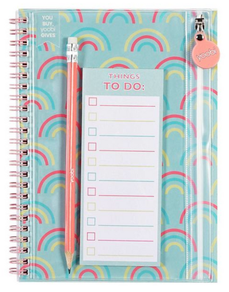 Yoobi Spiral Notebook with Pen - Rainbow
