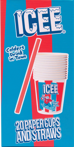 Icee 20 Paper Cups and Straws