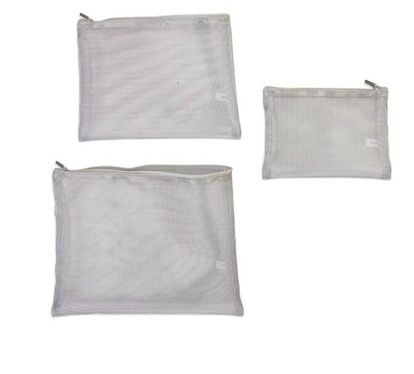 Silver Mesh Zippered Bags - Set of 3
