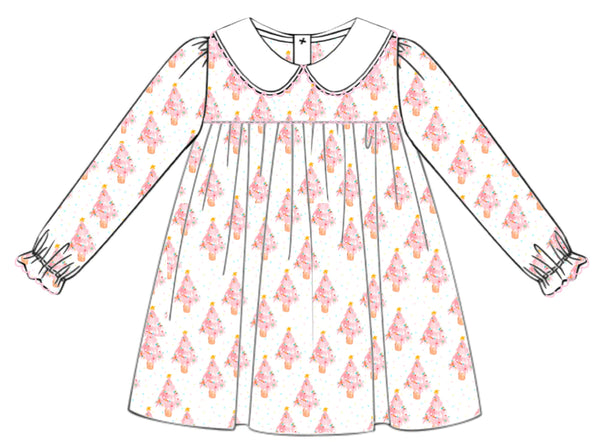 Gingham Goose Pink Tree Knit Dress