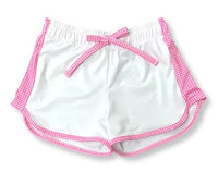 Set Athleisure Annie Shorts - White/Pink Mini Gingham