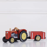 Bertie's Red Wooden Tractor w/ Trailer