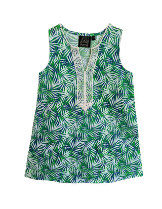 Tuk Tuk Designs Shift Dress - Tropical Palms Blue/Green