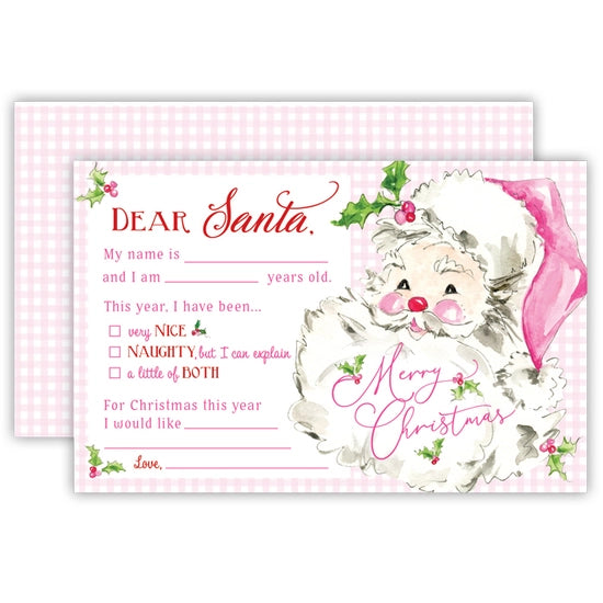 Hand-painted Pink Santa Letter to Santa w/ Envelope
