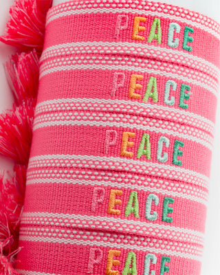 Colorful Embroidered Bracelets | Hot Pink | Peace