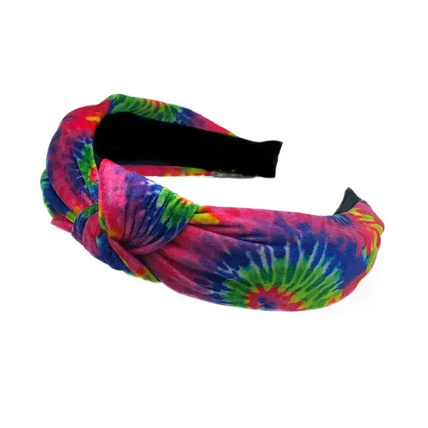 Tie Dye Rainbow Top Knot Headband
