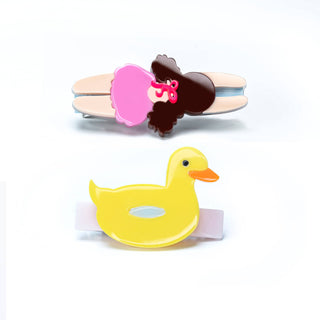 Acrylic Hair Clips - Swimming Girl & Duck Float