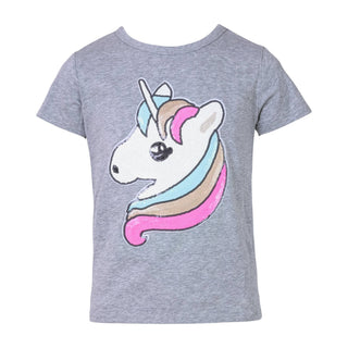 Lola and the Boys Gray Everyday Sequin Unicorn Tee