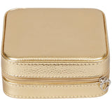 Vegan Leather Square Jewelry Box - Gold