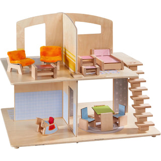 HABA Little Friends City Villa Wooden Dollhouse with Furniture