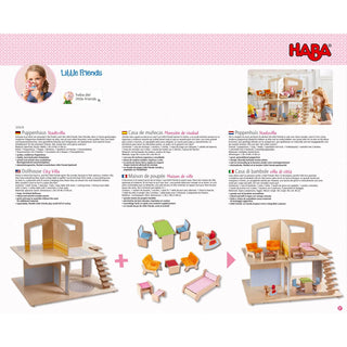 HABA Little Friends City Villa Wooden Dollhouse with Furniture