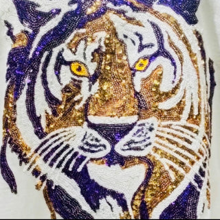 Adult Sequin Tiger Face L/S Gameday Tee