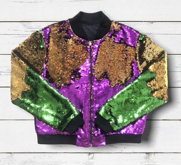 Belle Cher Mardi Gras Reversible Sequin Jacket