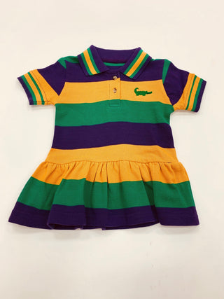 Striped Mardi Gras Rugby S/S Drop Waist Dress