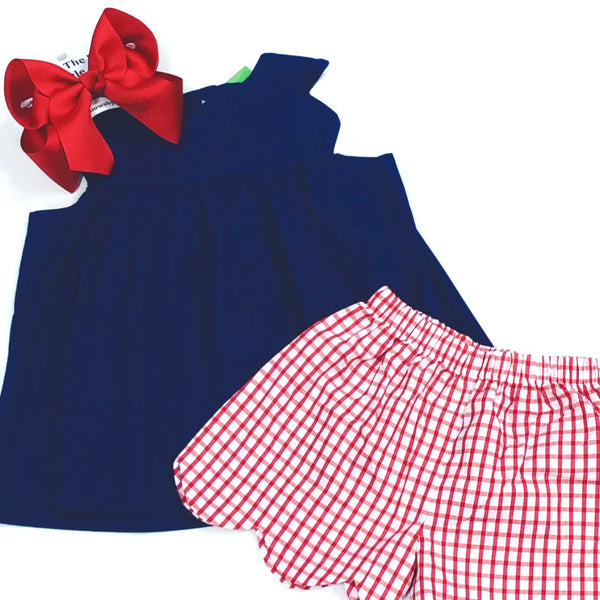 Sage & Lilly Scallop Navy Top & Red/White Shorts