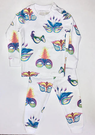 Elle Vee Organic Mardi Gras Krewe du Plume 2Pc Pajamas
