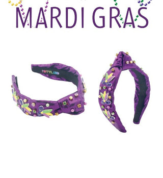 Poppyland Knotted Headband  - Mardi Gras Mask