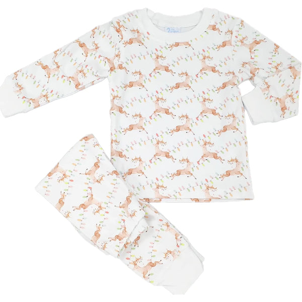 Watercolor Reindeer 2Pc Pajama Set