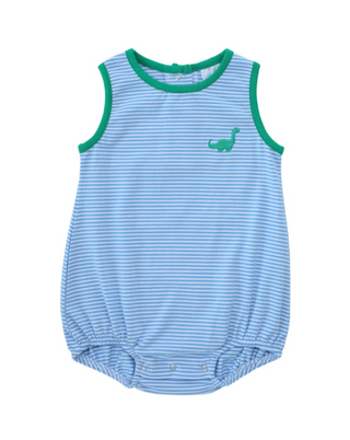 Itsy Bitsy Blue Striped Knit Bubble - Dinosaur