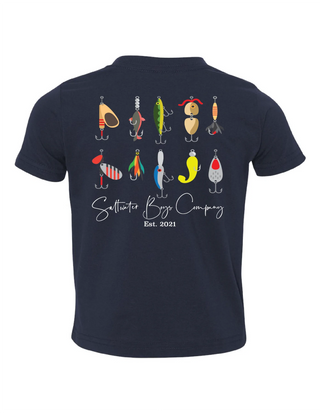 Saltwater Boys Co S/S Tee Shirt - Little Lures on Navy