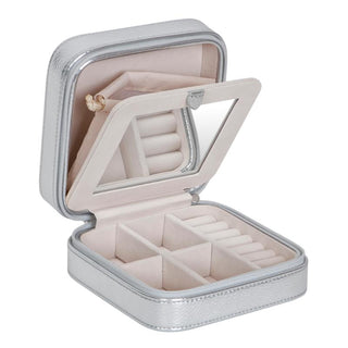 Vegan Leather Square Jewelry Box - Silver