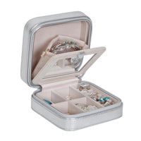 Vegan Leather Square Jewelry Box - Silver