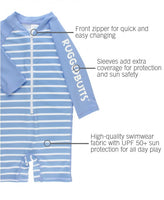 Cornflower Blue Stripe Rash Guard Bodysuit