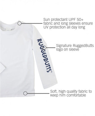 Rugged Butts Long Sleeve Rash Guard - White