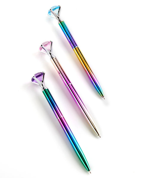 RAINBOW GRADIENT DIAMOND Pen Large Crystal Diamond Top Pens, Crystal Gem  Pen, Wedding Diamond Pen, Planner School Office Planner Supplies 