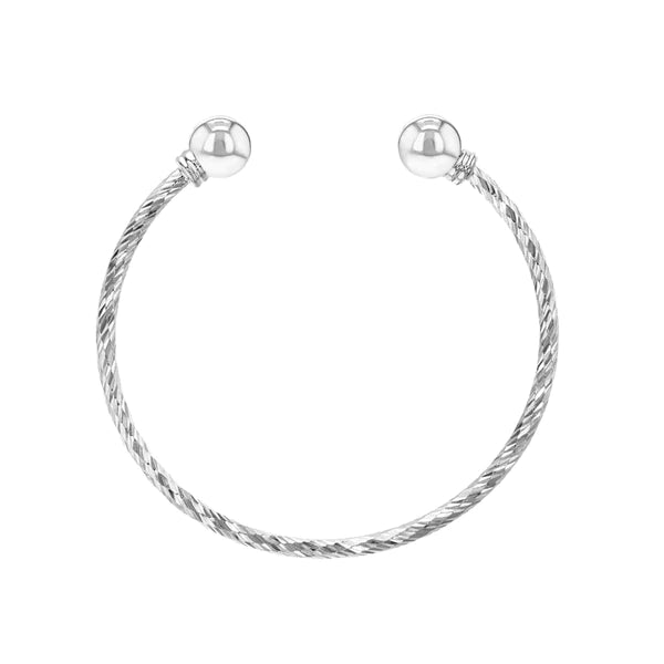 4.5" Sterling Silver Cable Ball Cuff Bracelet