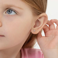 SS Teenie Tiny Star 3mm Pink CZ Screw Back Earrings
