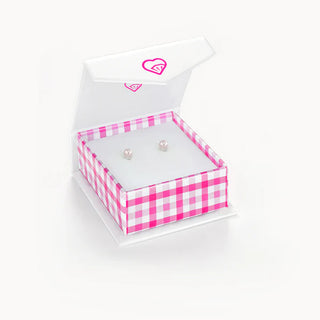 SS Classic Pink Tone Pearl Screw Back Earrings