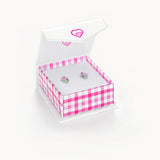 SS Pink Frosted Cupcake Enamel Push Back Earrings