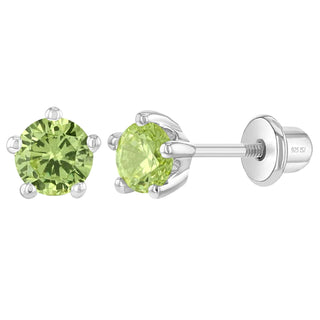 SS Classic CZ Birthstone Solitaire 4mm Screw Back Earrings