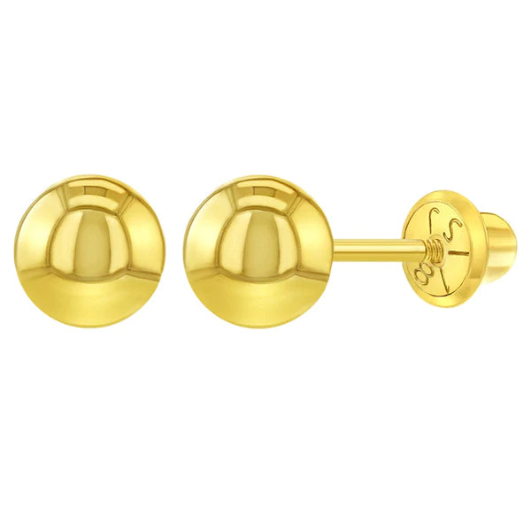 18K Gold Classic Ball Stud Screw Back Earrings – Olly-Olly