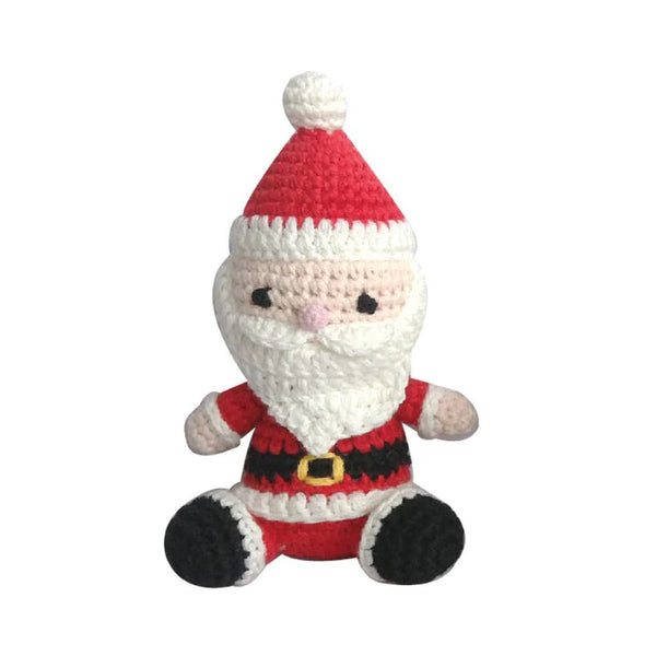 Zubels 4" Santa Claus Bamboo Crochet Rattle (Sitting)
